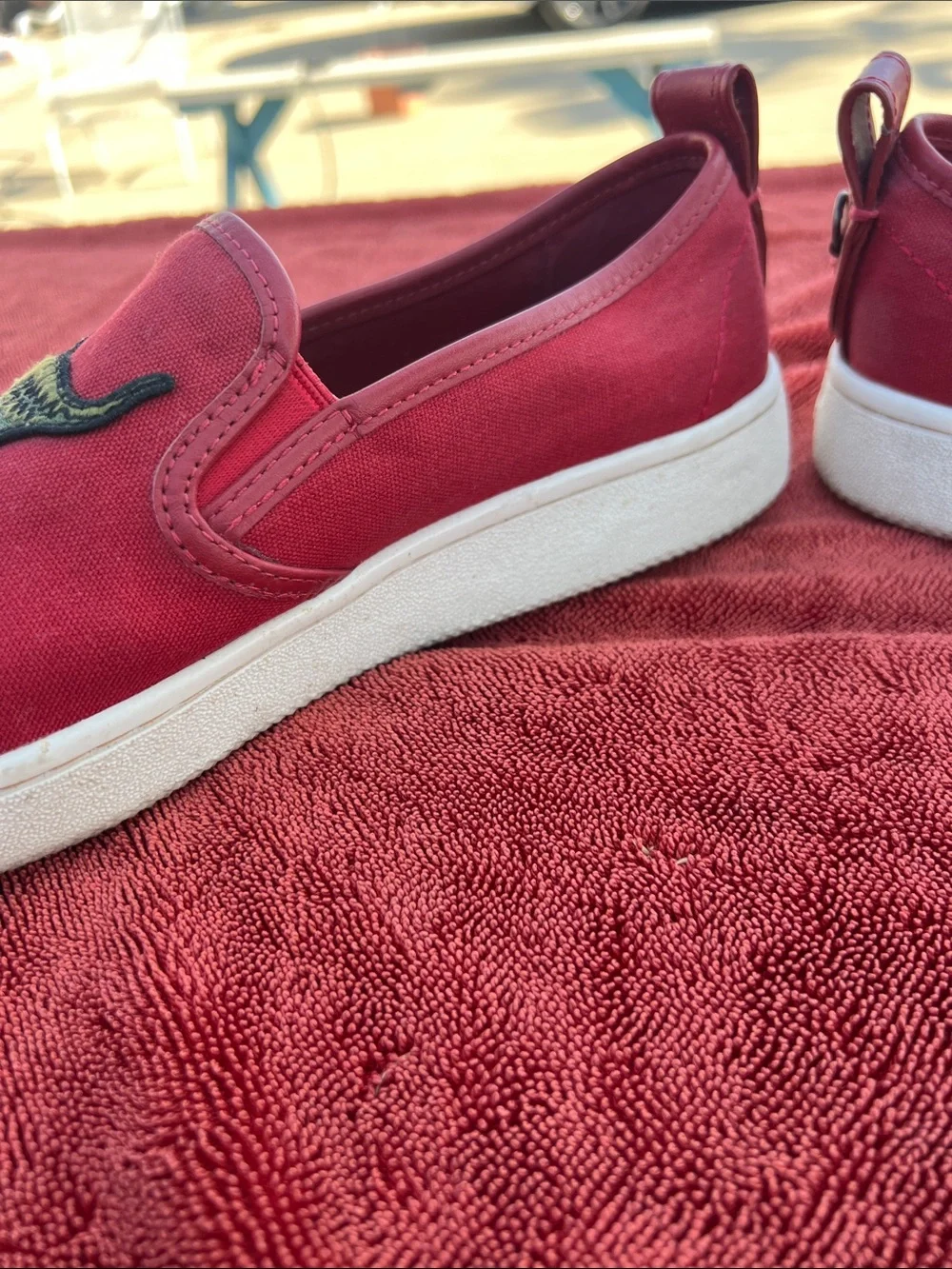 Coach Rexy Limited Edition Red Canvas Slip On Shoes Size 8.5 Men’s